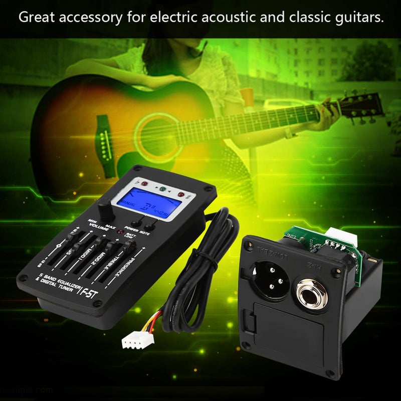 KooingTech Acoustic Guitar Preamp, F5T 5Band Equalizer Pickup Guitar Preamp, Electric Guitar Pickup Tuner with Lcd Display for Guitar Volume Control - Image 5