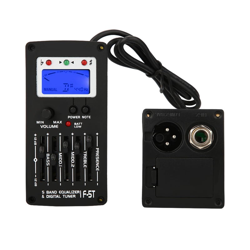 KooingTech Acoustic Guitar Preamp, F5T 5Band Equalizer Pickup Guitar Preamp, Electric Guitar Pickup Tuner with Lcd Display for Guitar Volume Control - Image 1
