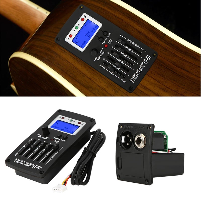 KooingTech Acoustic Guitar Preamp, F5T 5Band Equalizer Pickup Guitar Preamp, Electric Guitar Pickup Tuner with Lcd Display for Guitar Volume Control - Image 4
