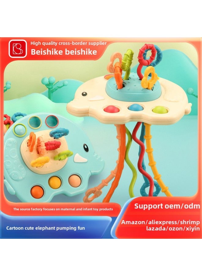 Generic - Tiktok's Same Style Children's Finger Pumping Lala Le Infant Educational Toys Can Be Pressed Bite Grip Exercise-Color:Beige Elephant Pumping Music ] - Image 1