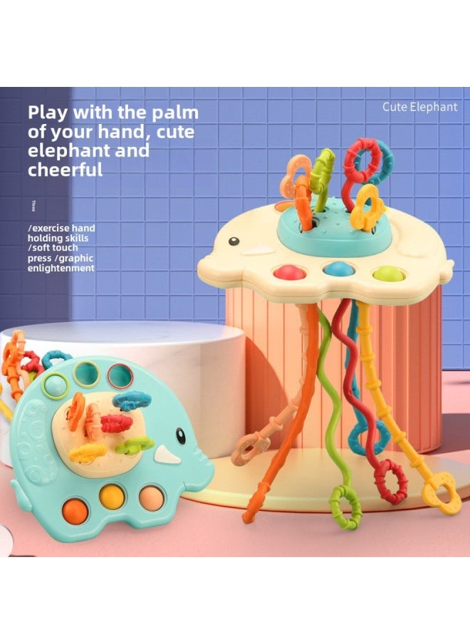 Generic - Tiktok's Same Style Children's Finger Pumping Lala Le Infant Educational Toys Can Be Pressed Bite Grip Exercise-Color:Beige Elephant Pumping Music ] - Image 1
