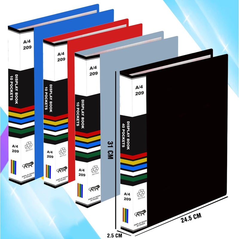 Verena A4 Size Presentation Display Book Folder File Binders with Plastic Clear Sleeves Document Organizer for Music Sheets Artwork Drawing for School Office (Black 40 Pocket 80 Pages v) - Image 2