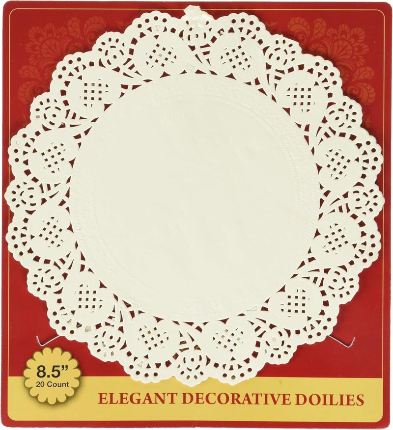 Blue Sky White Round Doily Charger Plates  85 Inches 20 Count  Disposable Plastic Premium Set for Elegant Table Dcor - Image 1