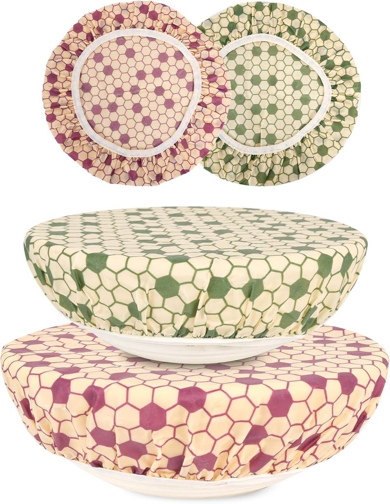 BERBAM Reusable Bowl Covers for Bread Proofing（2 Large）- Cotton Beeswax Bowl Covers Reusable with Elastic Rim, Sourdough Bowl Cover for Food Storage and Food Preservation (10INCH) (honeycomb) - Image 1