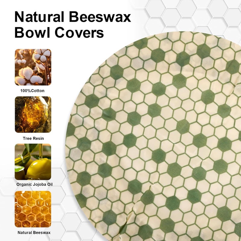 BERBAM Reusable Bowl Covers for Bread Proofing（2 Large）- Cotton Beeswax Bowl Covers Reusable with Elastic Rim, Sourdough Bowl Cover for Food Storage and Food Preservation (10INCH) (honeycomb) - Image 4