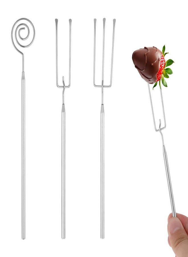 Gtziqa 3 Pcs Chocolate Dipping Tool, Stainless Steel Candy Fondue Forks Slotted Spoon Chocolate Dipping Fork Candy Making Tools Dishwasher Safe Decorating Kit for Baking, DIY Truffles, Pralines - Image 1