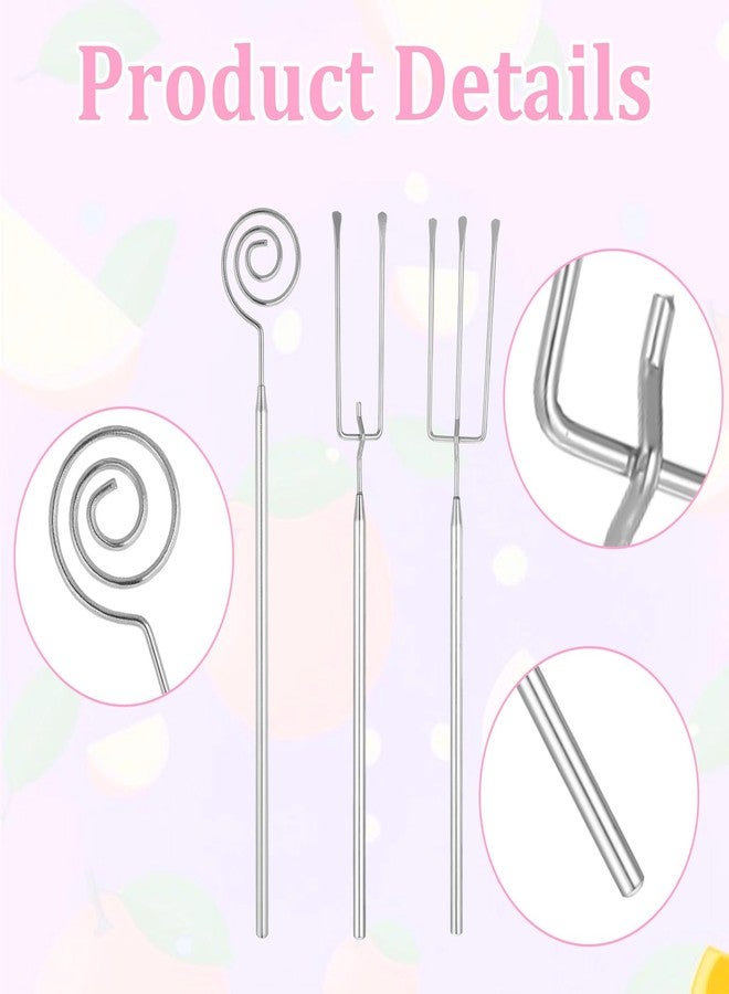 Gtziqa 3 Pcs Chocolate Dipping Tool, Stainless Steel Candy Fondue Forks Slotted Spoon Chocolate Dipping Fork Candy Making Tools Dishwasher Safe Decorating Kit for Baking, DIY Truffles, Pralines - Image 3