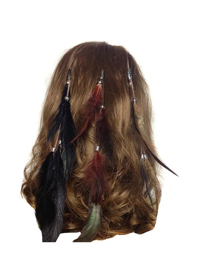 Fodattm Set Of 3 Handmade Boho Hippie Hair Extensions With Feather Clip Comb Headdress Hairpin Diy Accessories For Women Lady  - Image 1