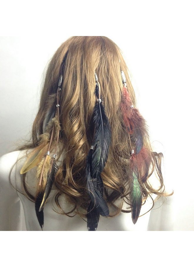 Fodattm Set Of 3 Handmade Boho Hippie Hair Extensions With Feather Clip Comb Headdress Hairpin Diy Accessories For Women Lady  - Image 2