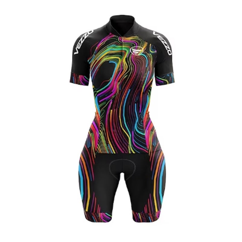 Colorful Pattern Unisex Short Sleeve Triathlon Cycling Suit - Image 3