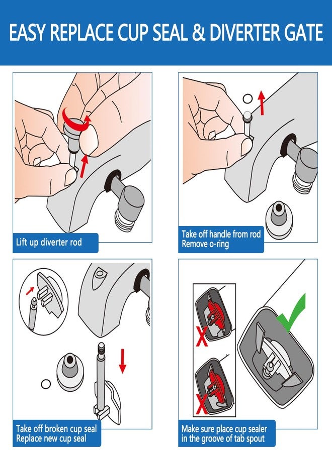 PROOX Cup Seal & Diverter Gate, Bathtub Spout with Diverter Repair Kit, Tub Spout Replacement Parts - Image 3