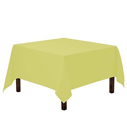 Gee Di Moda Square Tablecloth - 70 x 70 Inch Yellow Table Cloth for Medium Square or Round Tables - Heavy Duty Washable Fabric - for Buffet Table, Holiday Party, Dinner, Wedding & Baby Shower - Image 1