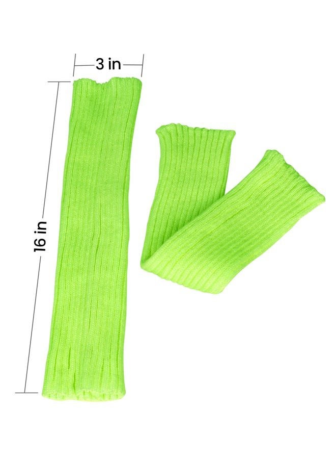 Chung Women Juniors Knitted Leg Warmers 16" Neon Party Dance Sports Fitness Halloween Accessory Pack of 1/2/3, 1 Pair--fluorescent Green, Length ---16 inch - Image 2