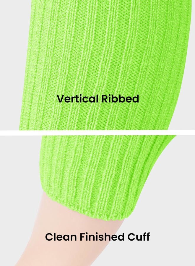 Chung Women Juniors Knitted Leg Warmers 16" Neon Party Dance Sports Fitness Halloween Accessory Pack of 1/2/3, 1 Pair--fluorescent Green, Length ---16 inch - Image 5