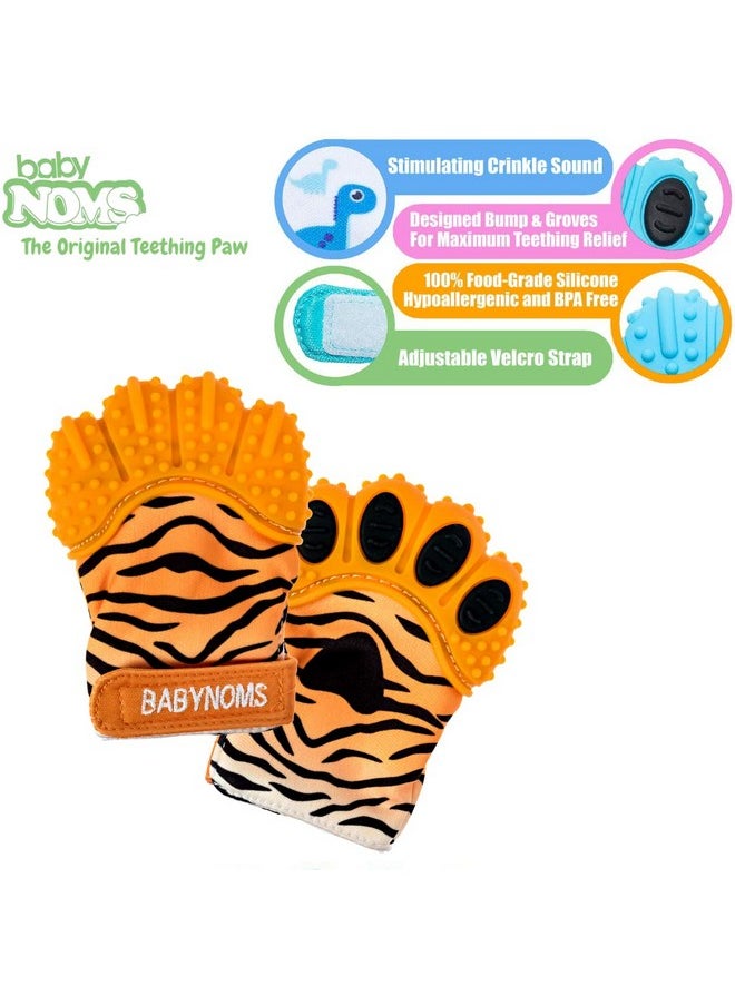 BabyNoms ® Teething Mitten ; The Original Teething Paw ; 1Count ; Safe Silicone Teething Toys Or Teething Ring Provides Selfsoothing Teething Relief ; Tiger Orange Teether  - Image 3