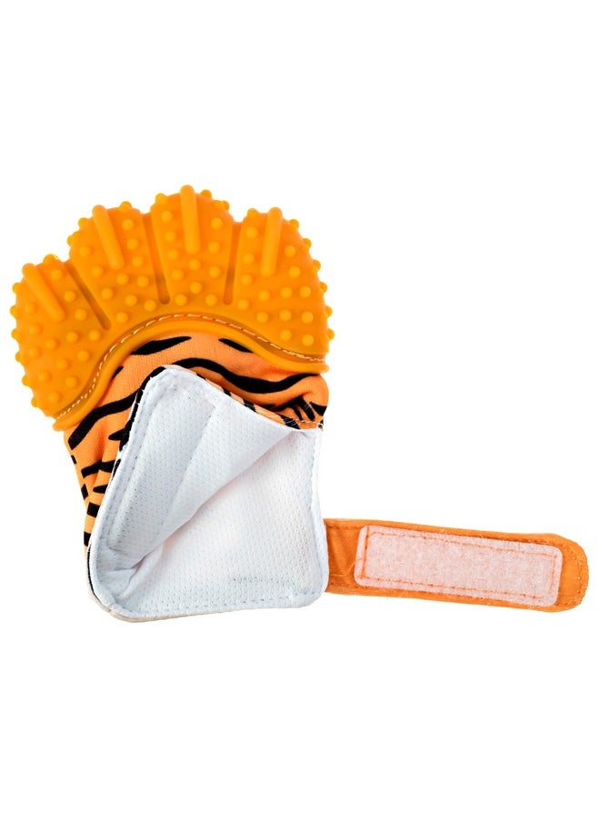 BabyNoms ® Teething Mitten ; The Original Teething Paw ; 1Count ; Safe Silicone Teething Toys Or Teething Ring Provides Selfsoothing Teething Relief ; Tiger Orange Teether  - Image 5