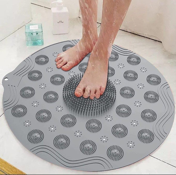 ANTISLIP BATHROOM SHOWER MAT ANTISKID BATH MAT ROUND RUBBER FOOT CLEANER SCRUBBER FOOT BRUSH MASSAGER PAD SUCTION CUP BATHROOM FLOOR MATS SILICONE EXFOLIATE DEAD SKIN FOOT CARE
