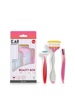 KAI Women Hair Removal Razor Beauty Box Kit Body Razor Face Razor Bikini Razor 3 pcs  - Image 1