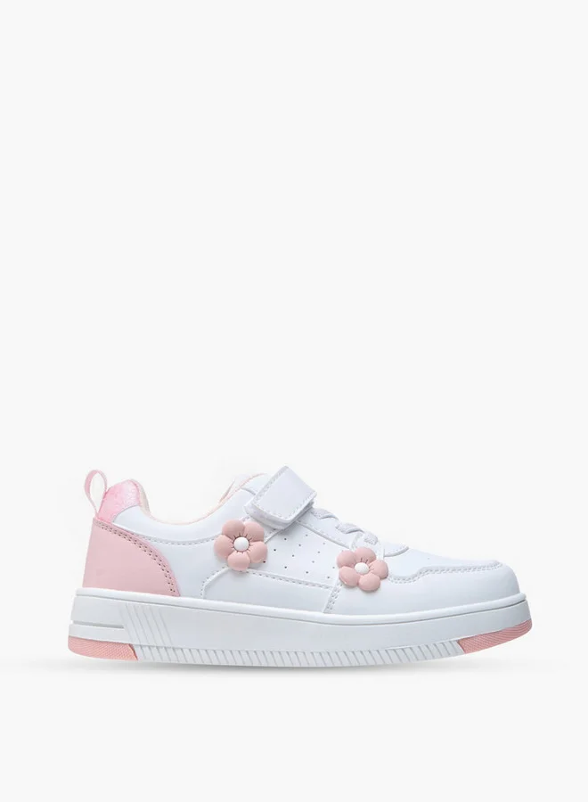 Flora Bella By Shoexpress Floral Accent Sneakers with Hook and Loop Closure