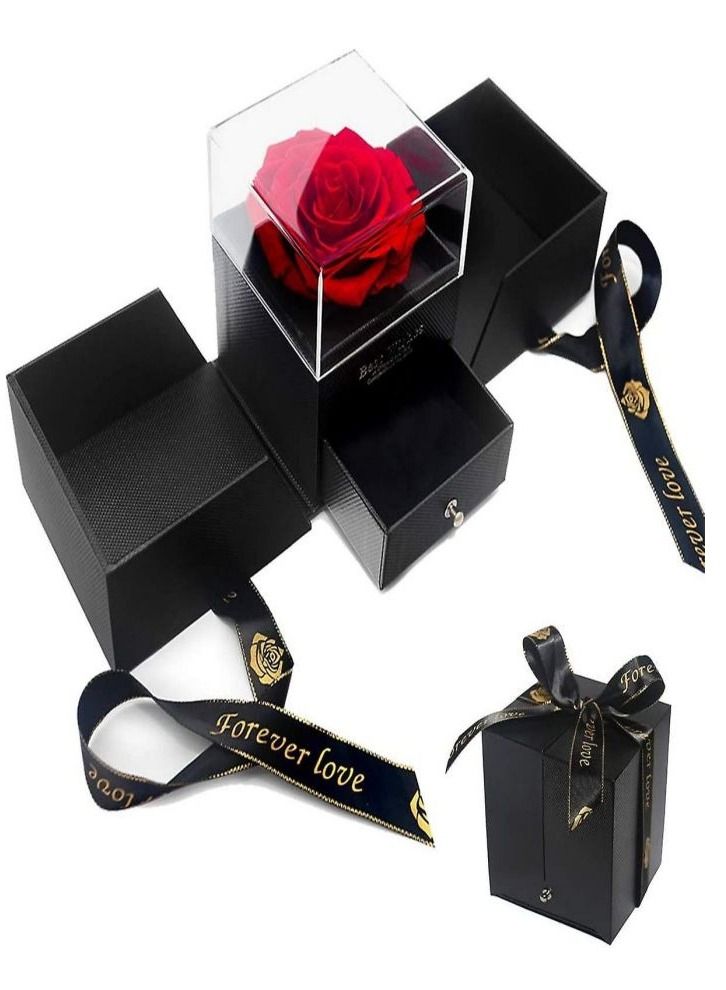 🌹 وردة خالدة يدوية في علبة مجوهرات – هدية عيد الأم، عيد الميلاد، الذكرى السنوية، مفاجأة رومانسية، لا تذبل - Image 1