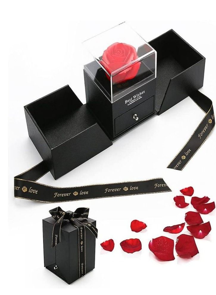 🌹 وردة خالدة يدوية في علبة مجوهرات – هدية عيد الأم، عيد الميلاد، الذكرى السنوية، مفاجأة رومانسية، لا تذبل - Image 3