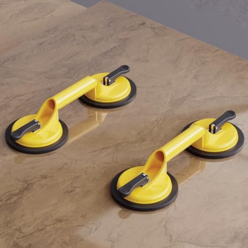 LUXART 2 Pcs Heavy Duty Glass Vaccum Suction Cups with Aluminum Handle & 8mm Extra Thick Rubber Pad – Non Slip Rubber Grip Glass Lifter Tool for Lifting Glass, Tiles, Marble, Metal, Dent Puller - Image 1