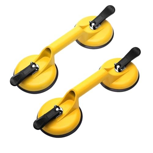 LUXART 2 Pcs Heavy Duty Glass Vaccum Suction Cups with Aluminum Handle & 8mm Extra Thick Rubber Pad – Non Slip Rubber Grip Glass Lifter Tool for Lifting Glass, Tiles, Marble, Metal, Dent Puller - Image 2