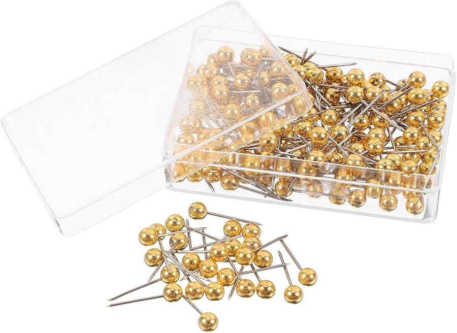 Generic Gold Map Pins 200pcs 4x15mm Ball Head Thumb Tacks for Office ...