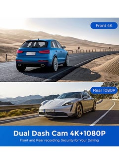 AZDOME Dash Cam - 4K Front and 1080P Rear - Built in WiFi, GPS, Voice Control - Car Camera with Night Vision and Parking Monitor  - Image 5