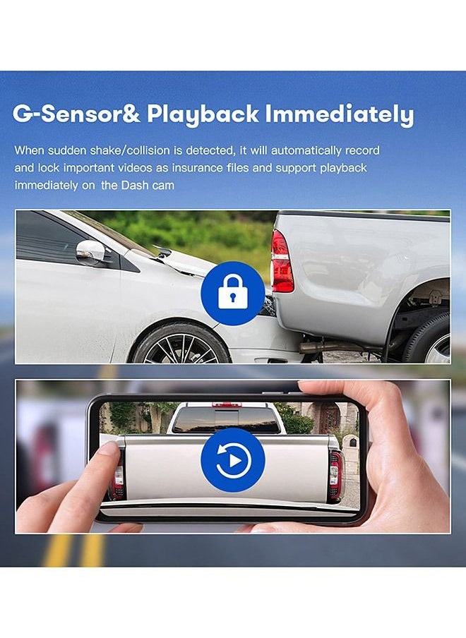أزدوم - كاميرا داش - 4K أمامية وخلفية بدقة 1080 بكسل - مدمجة بشبكة WiFi و GPS والتحكم الصوتي - كاميرا سيارة مع رؤية ليلية وشاشة لركن السيارة - Image 1