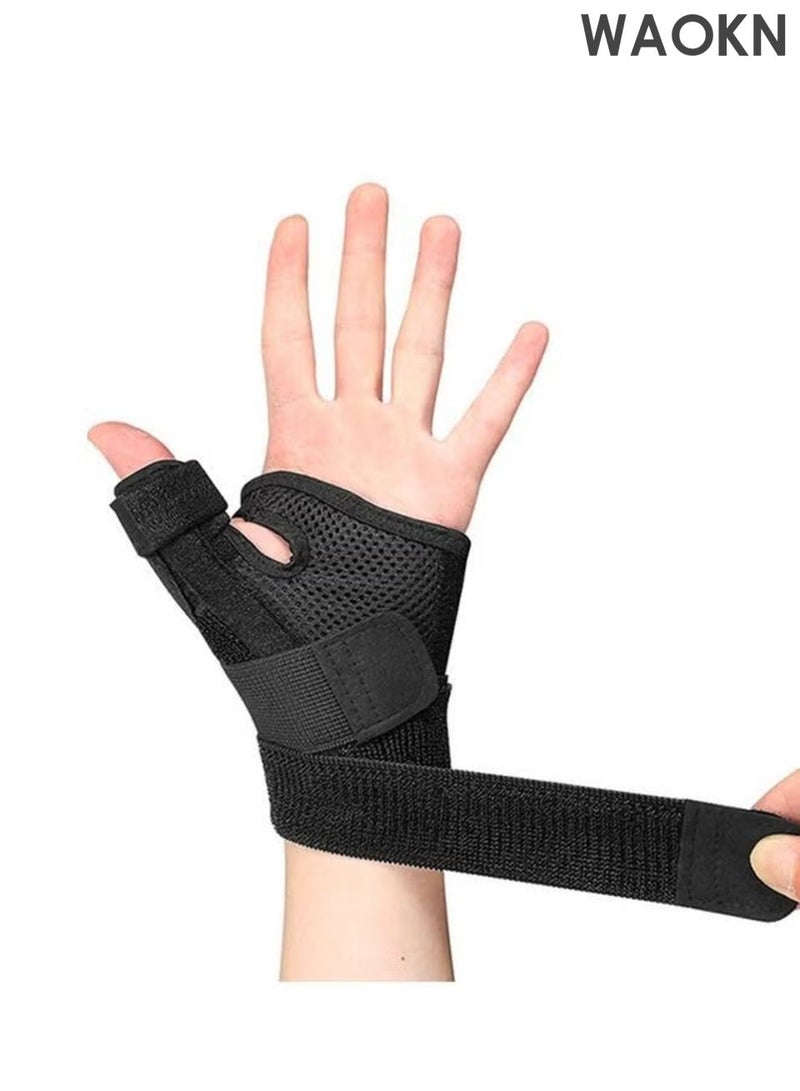 WAOKN Thumb Arthritis Brace Wrist Strap, Breathable Thumb Splint Brace Right Left Hand, Joint Thumb Splint for Pain Relief Arthritis Tendonitis Sprains Strains,Protective wrist protection, breathable strap gloves,Black. - Image 1