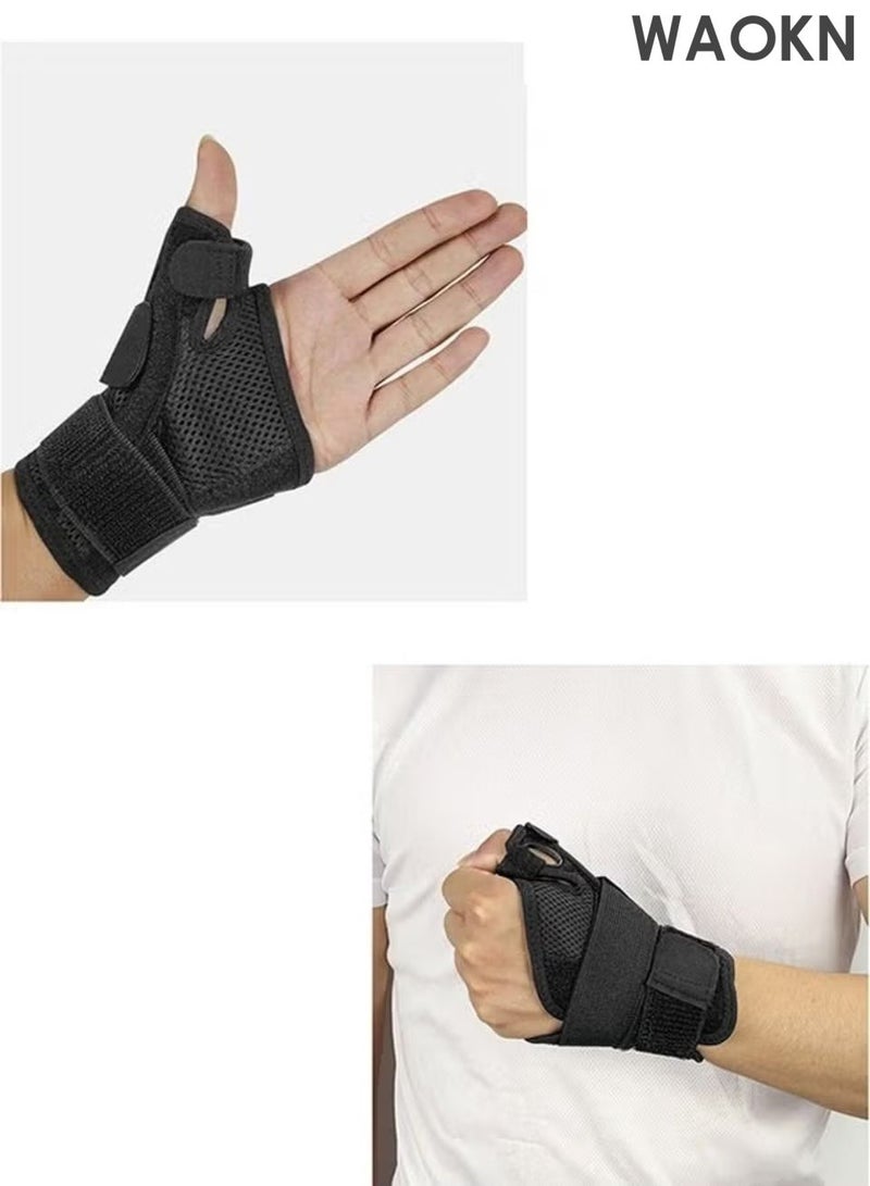 WAOKN Thumb Arthritis Brace Wrist Strap, Breathable Thumb Splint Brace Right Left Hand, Joint Thumb Splint for Pain Relief Arthritis Tendonitis Sprains Strains,Protective wrist protection, breathable strap gloves,Black. - Image 5