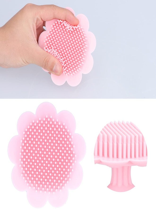 FASJ Baby Head Scrubber, Baby Shampoo Brush Soft Silicone Exfoliator Brush with Ergonomic Handle for Bath(pink) - Image 3