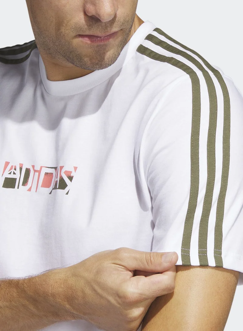 adidas تيشيرت بخطوط الماركة الثلاث