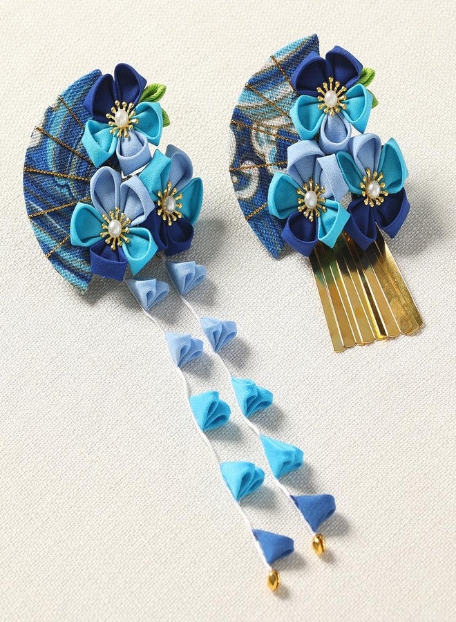CAMDOM 2Pcs Womens Japanese Kimono Flower Hair Clips Tassel Hair Hairpins Traditional Kanzashi Hair Accessories Set - Image 5