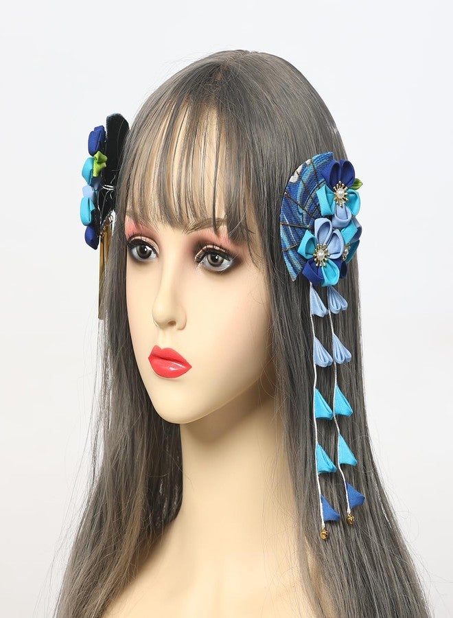 CAMDOM 2Pcs Womens Japanese Kimono Flower Hair Clips Tassel Hair Hairpins Traditional Kanzashi Hair Accessories Set - Image 3