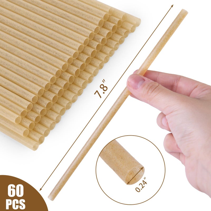 HANSGO 60PCS Sugarcane Straws  7.8 Inch Drinking Straws Bulk Sturdy for Hot Cold Drinks - Image 2