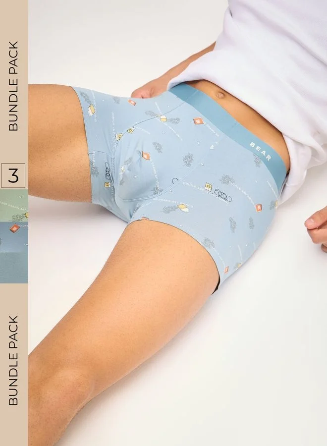THE BEAR HOUSE Men’s Boxers (Pack of 3) – Soft Modal Boxer Shorts with Stretchable Waistband, Breathable and Comfortable Underwear for Daily Use