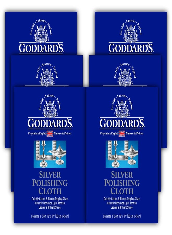 Goddard's Silver Polishing Cloth for Jewelry, Remove Tarnish on Plated or Sterling Silver, Gold, Antiques, and Leaves Tarnish Protection, 6 Cloths - Image 1