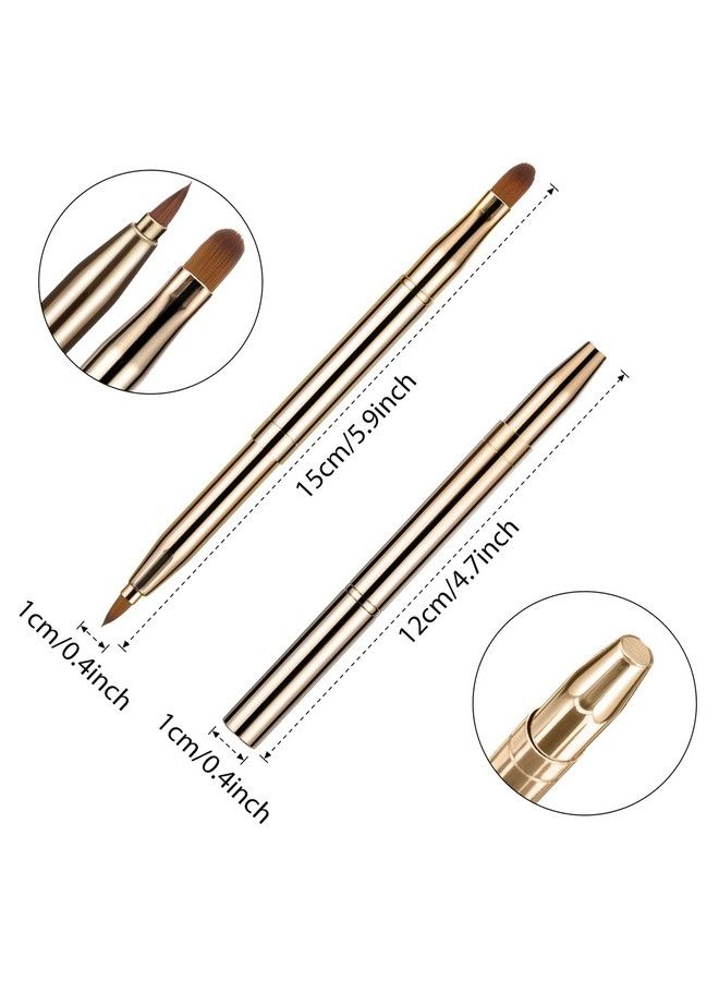 TOODOO Dual End Lip Brush Concealer Brushes 3 Pieces Retractable Lipstick Eyeshadow Foundation Makeup Brush Tool Applicators Set(Gold Purple Bright Pink) - Image 3