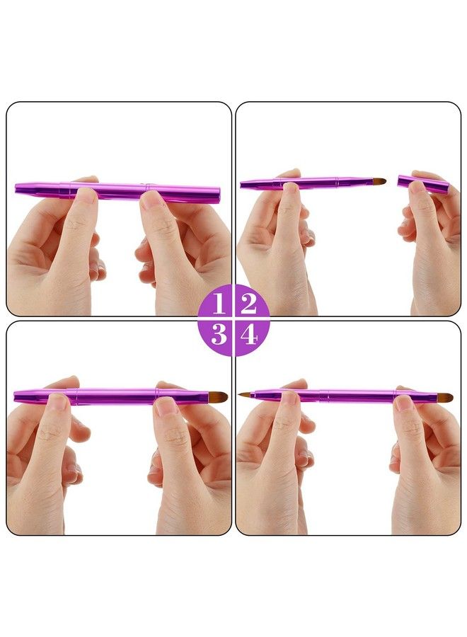 TOODOO Dual End Lip Brush Concealer Brushes 3 Pieces Retractable Lipstick Eyeshadow Foundation Makeup Brush Tool Applicators Set(Gold Purple Bright Pink) - Image 4