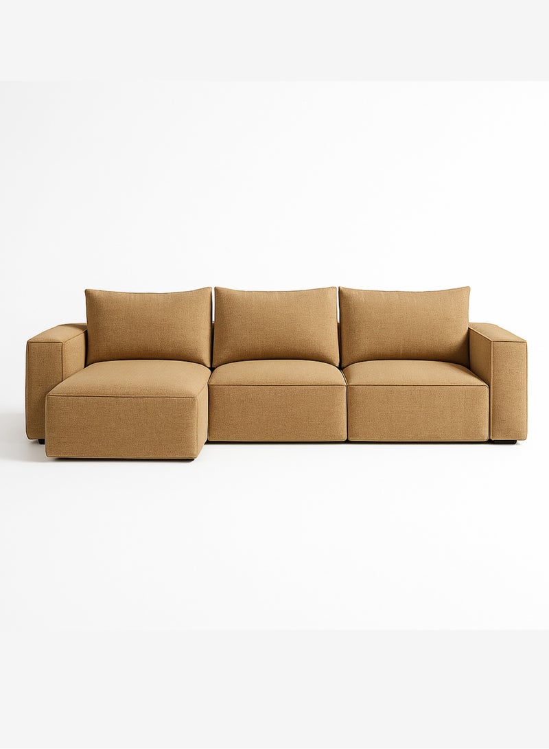 كستم ديكو أريكة KUSTOMDECO مقسمة بثلاثة مقاعد على شكل حرف L مع وسائد | أثاث مريح لغرفة المعيشة | أريكة للشرفة مع وسائد | تصميم عصري (لون بيج فاتح) - Image 1