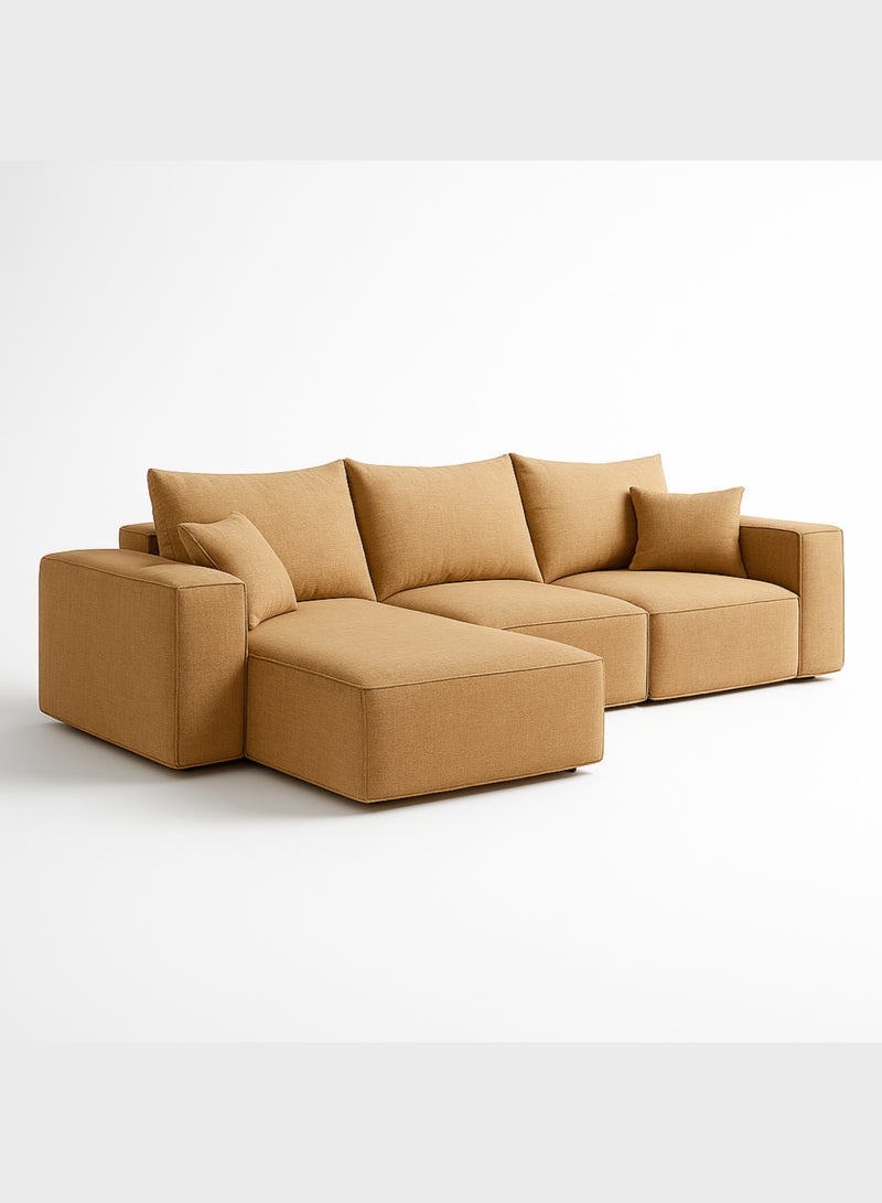 كستم ديكو أريكة KUSTOMDECO مقسمة بثلاثة مقاعد على شكل حرف L مع وسائد | أثاث مريح لغرفة المعيشة | أريكة للشرفة مع وسائد | تصميم عصري (لون بيج فاتح) - Image 3