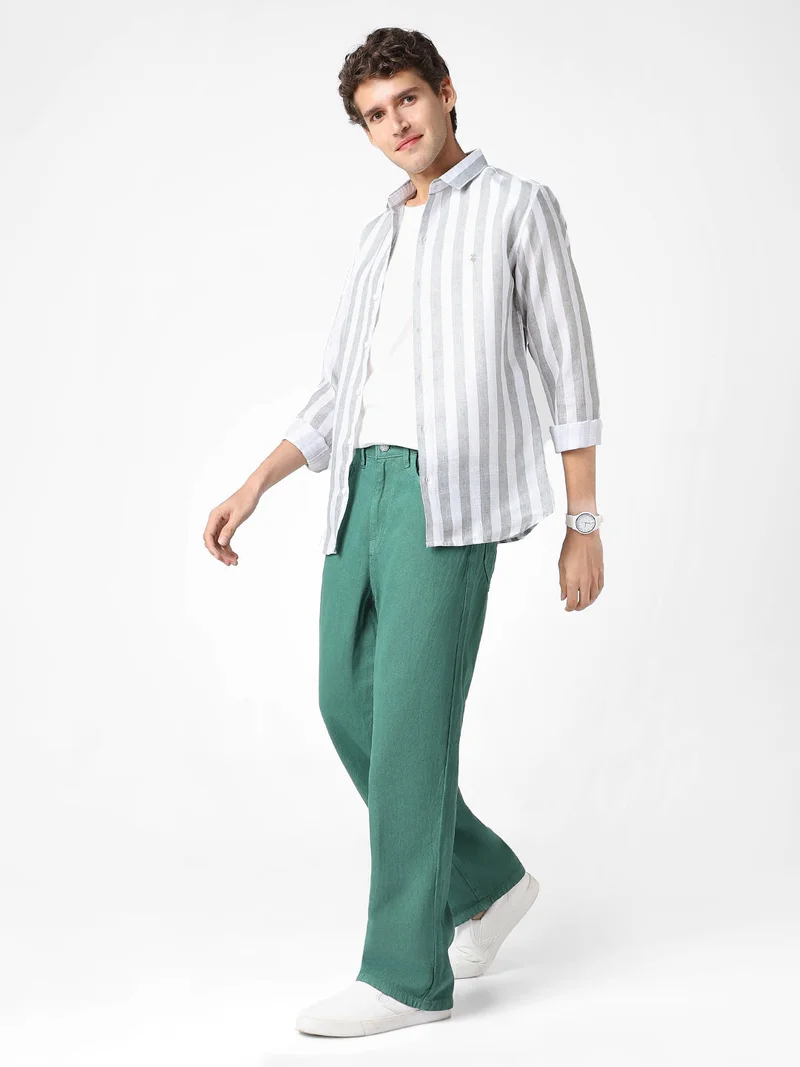 Urbano Fashion  Urbano Fashion Men's Dark Green Loose Baggy Fit Washed Jeans Non-Stretchable  | Best Price UAE