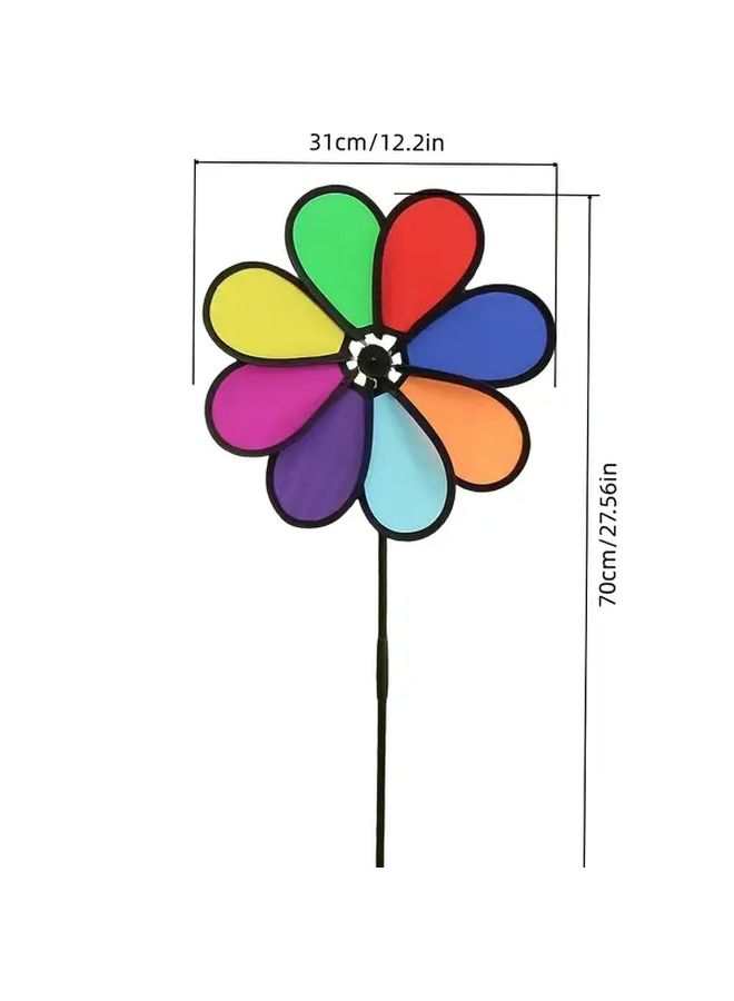Colorful Fabric Handheld Windmill Toy Durable Outdoor Garden Decor With 6 Vibrant Colors - Image 2