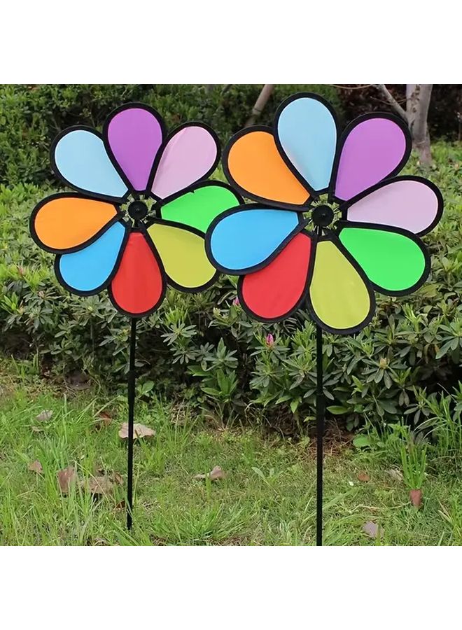 Colorful Fabric Handheld Windmill Toy Durable Outdoor Garden Decor With 6 Vibrant Colors - Image 4
