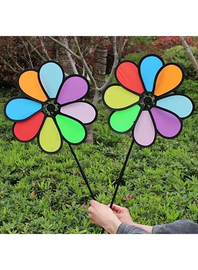 Colorful Fabric Handheld Windmill Toy Durable Outdoor Garden Decor With 6 Vibrant Colors - Image 5