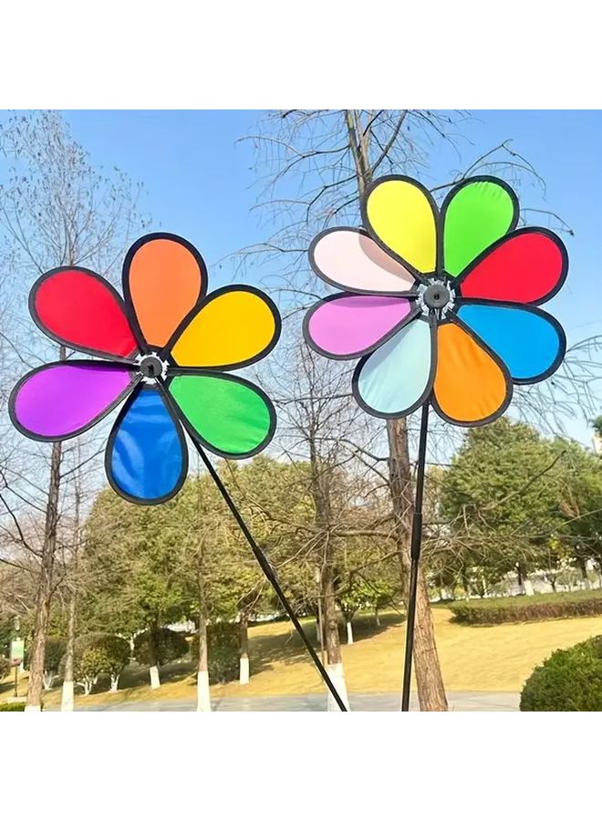 Colorful Fabric Handheld Windmill Toy Durable Outdoor Garden Decor With 6 Vibrant Colors - Image 1