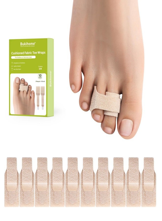 Bukihome Hammertoe Corrector - 10 Pack Toe Straighteners - Broken Toe Wraps - Realign Bent, Curled, Crooked, Claw, Hammer Toes - Toe Corrector Splints for Men and Women (Large, Beige) - Image 1