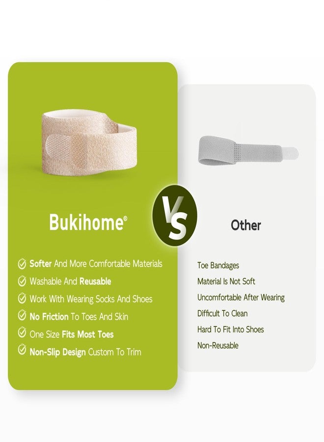 Bukihome Hammertoe Corrector - 10 Pack Toe Straighteners - Broken Toe Wraps - Realign Bent, Curled, Crooked, Claw, Hammer Toes - Toe Corrector Splints for Men and Women (Large, Beige) - Image 3